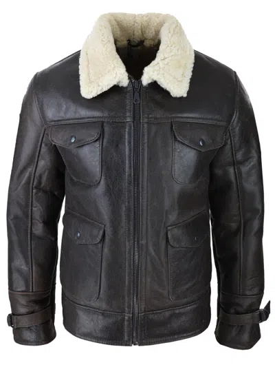 Truclothing Sherling Sheepskin Winter Jacket In Brown