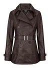 Truclothing Short Biker Leather Jacket In Brown