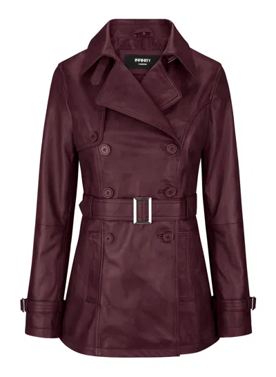 Truclothing Short Biker Leather Jacket In Brown