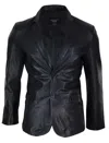 Truclothing Slim Fit Classic Leather 2 Button Jacket In Black