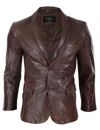 Truclothing Slim Fit Classic Leather 2 Button Jacket In Brown