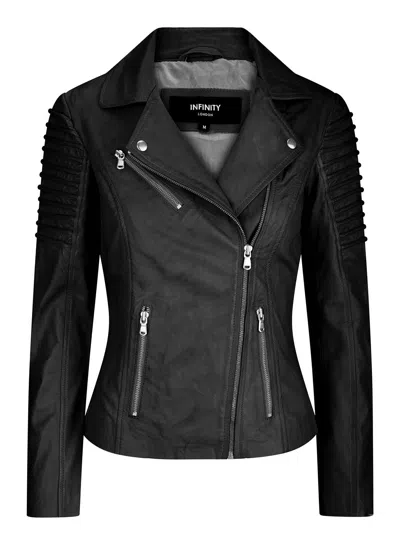 Truclothing Slim Fitted Soft Leather Biker Jacket In Black