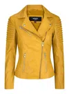 Truclothing Slim Fitted Soft Leather Biker Jacket In Yellow