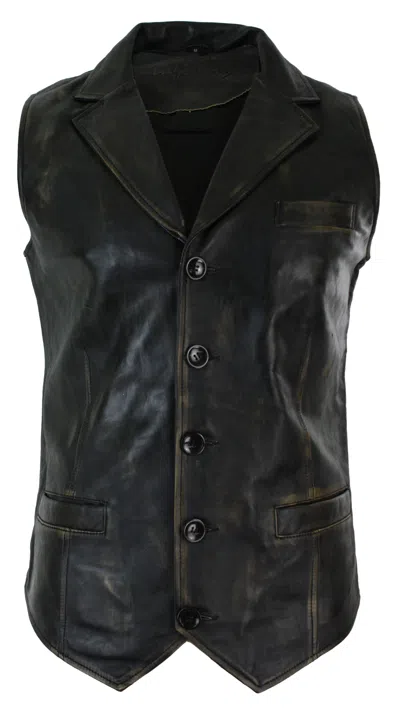 Truclothing Smart Classic Leather Waistcoat In Multi