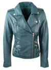Truclothing Soft Leather Racing Biker Short Jacket In Blue