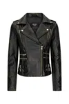 Truclothing Soft Leather Racing Biker Short Jacket In Multi