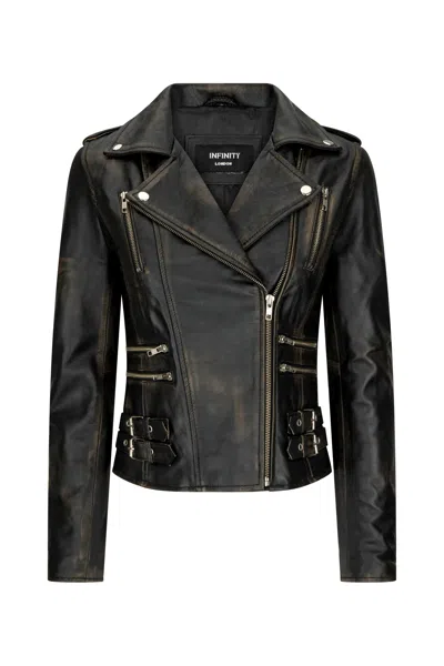 Truclothing Soft Leather Racing Biker Short Jacket In Multi