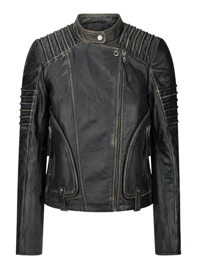 Truclothing Soft Leather Short Biker Style Jacket In Black