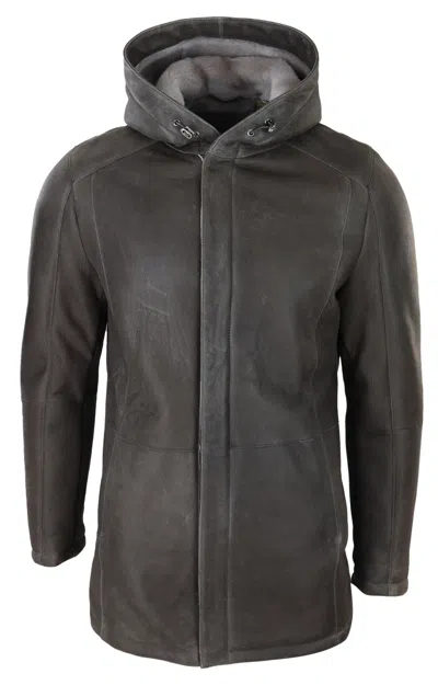 Truclothing Soft Sheepskin Hooded Winter Coat In Brown