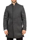 Truclothing Stand Collar Wool Blend Overcoat Classic Trench Coat Winter Jacket In Grey