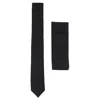 Truclothing Stripe Tie Pocket Square Tweed Pin Stripe In Black