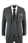 Truclothing Stz11 3 Piece Tweed Suit Herringbone In Pink