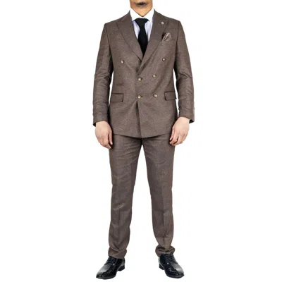 Pre-owned Truclothing Stz92 - Men's Brown Double Breasted 2 Piece Suit