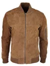 Truclothing Suede Bomber Jacket Leather Varsity Casual In Brown