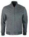 Truclothing Suede Bomber Jacket Leather Varsity Casual In Grey