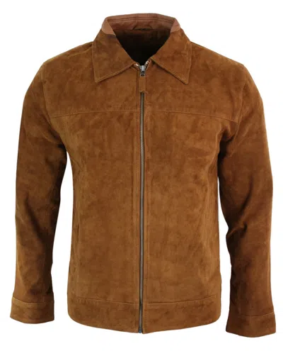 Truclothing Suede Leather Classic Zip Jacket In Multi