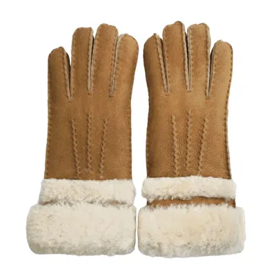 Truclothing Suede Leather Plush Cuff Winter Thermal Lined Gloves In Brown