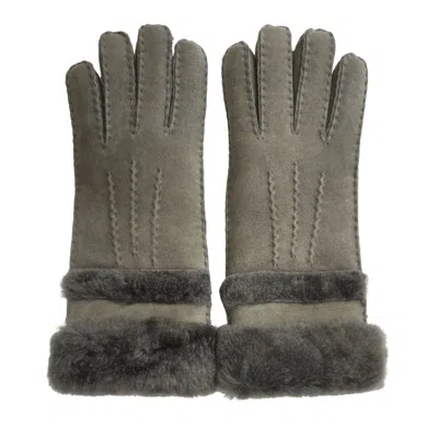 Truclothing Suede Leather Plush Cuff Winter Thermal Lined Gloves In Gray