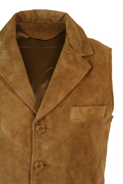Truclothing Suede Leather Waistcoat In Multi