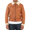 Truclothing Suede Pilot Aviator Leather Jacket In Brown
