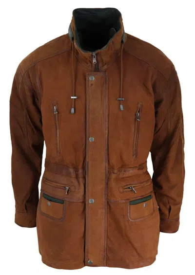 Truclothing Suede Safari Hunting Duffle Coat Leather In Multi