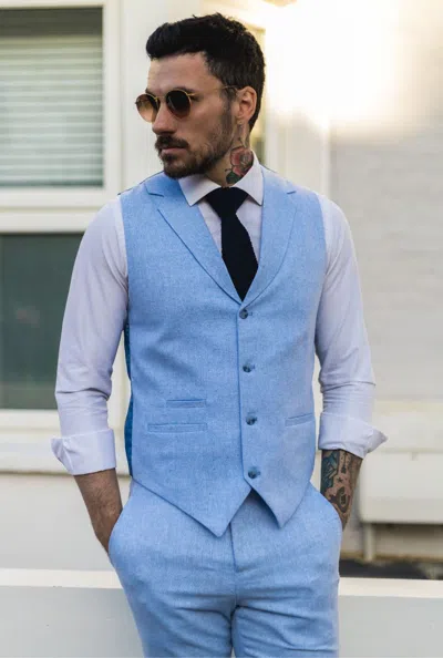 Truclothing Summer Suit Waistcoat Trousers Wedding In Blue