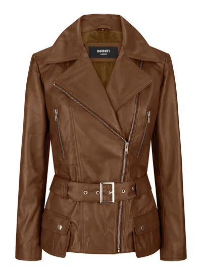 Truclothing Tan Belted Fitted Jacket In Multi
