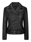 Truclothing Tan Real Leather Slim Fit Biker Jacket In Black
