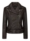 Truclothing Tan Real Leather Slim Fit Biker Jacket In Brown