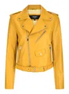 Truclothing Tan Real Leather Slim Fit Biker Jacket In Yellow
