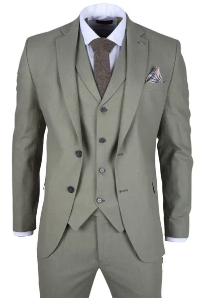 Truclothing Tp-22 3 Piece Linen Summer Suit In Green