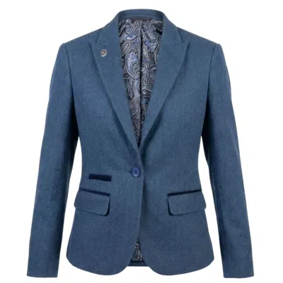 Truclothing Tweed Blazer Herringbone Slim Fit Work Office Jacket In Blue