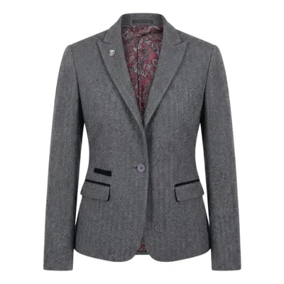 Truclothing Tweed Blazer Herringbone Slim Fit Work Office Jacket In Gray