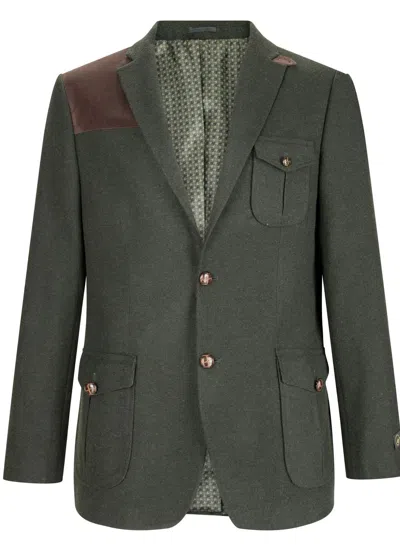 Truclothing Tweed Jacket Hunting Elbow Patch In Green