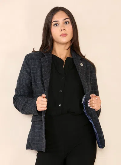 Truclothing Tweed Pattern Check Blazer In Black