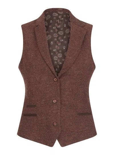 Truclothing Tweed Waistcoat Herringbone 1920's In Brown