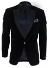 Truclothing Velvet 1 Button Jacket Tuxedo Blazer In Black
