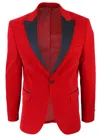 Truclothing Velvet Tuxedo Blazer Wedding Prom In Red