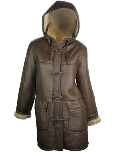 Truclothing Vintage Sheepskin Duffle Jacket In Brown