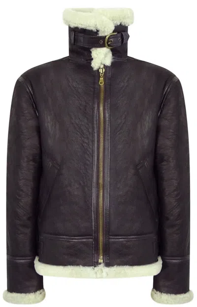 Truclothing Vintage Sheepskin Pilot Jacket Cream Fur In Multi