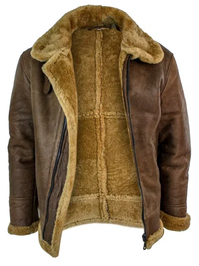 Truclothing Vintage Sheepskin Raf Pilot Flying Jacket Tan In Multi