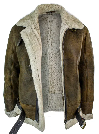 TRUCLOTHING VINTAGE SHERLING SHEEPSKIN PILOT JACKET WITH CREAM FUR