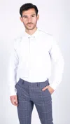 Truclothing White Button Down Poplin Shirt With Bar & Chain In White