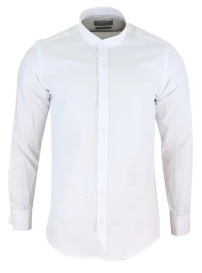 TRUCLOTHING WHITE CLASSIC NEHRU COLLAR BUTTON SHIRT SLIM FIT