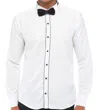 Truclothing White Wing Collar Double Cuff Piping Shirt With Stripe In White