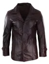 Truclothing Wine Leather Coat With Buttons In Pink