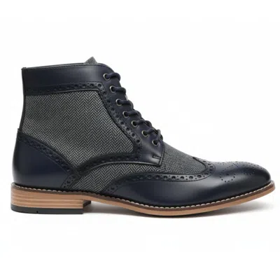 Truclothing Wingtip Brogue Ankle Boots Leather Lined Chukka Dress Shoes In Blue