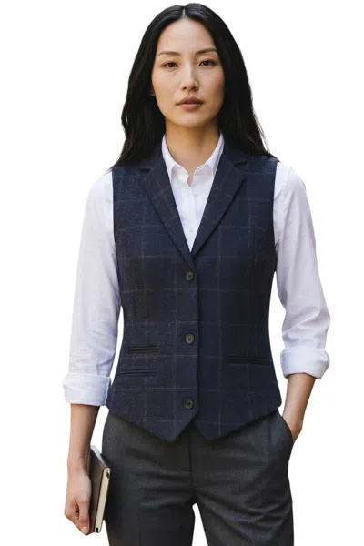 Truclothing Women's Navy Tailored Fit Tweed Waistcoat Formal Vest - Tpstz-7 In Blue