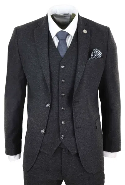 Truclothing Wool Tweed Suit 3 Piece 1920s In Black