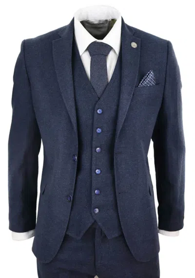 Truclothing Wool Tweed Suit 3 Piece 1920s In Blue